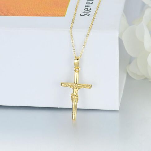 SISGEM Solid 14K Gold Cross Necklace, Real Gold Faith Cross Pendant Necklace Religious Jewelry for Women Anniversary Birhtday Mother's Day Jewelry Gifts for Mom, Wife, 16+2 Inch in Saudi Arabia