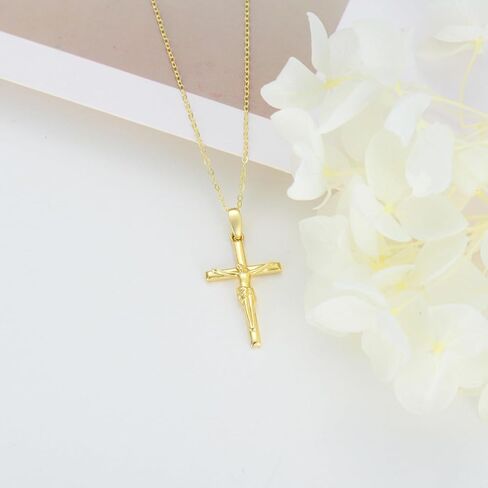 SISGEM Solid 14K Gold Cross Necklace, Real Gold Faith Cross Pendant Necklace Religious Jewelry for Women Anniversary Birhtday Mother's Day Jewelry Gifts for Mom, Wife, 16+2 Inch in Saudi Arabia
