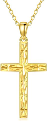 SISGEM Solid 14K Gold Cross Necklace, Real Gold Faith Cross Pendant Necklace Religious Jewelry for Women Anniversary Birhtday Mother's Day Jewelry Gifts for Mom, Wife, 16+2 Inch in Saudi Arabia