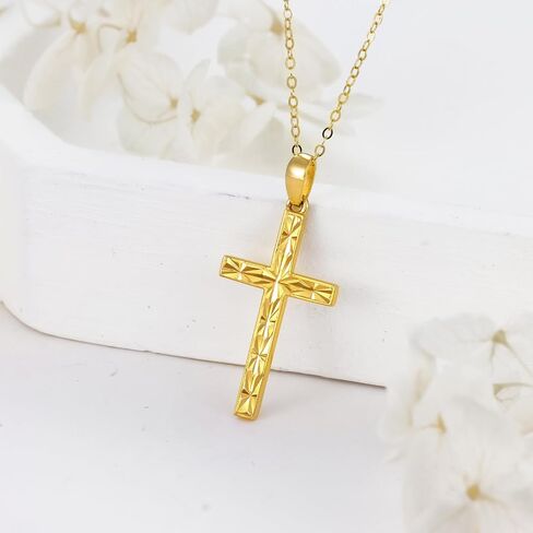 SISGEM Solid 14K Gold Cross Necklace, Real Gold Faith Cross Pendant Necklace Religious Jewelry for Women Anniversary Birhtday Mother's Day Jewelry Gifts for Mom, Wife, 16+2 Inch in Saudi Arabia