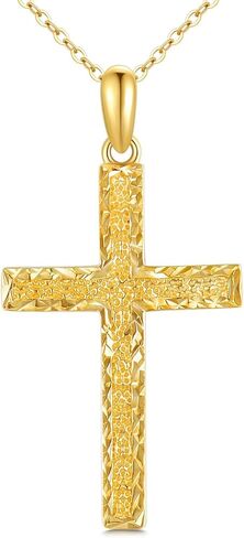 SISGEM Solid 14K Gold Cross Necklace, Real Gold Faith Cross Pendant Necklace Religious Jewelry for Women Anniversary Birhtday Mother's Day Jewelry Gifts for Mom, Wife, 16+2 Inch in Saudi Arabia