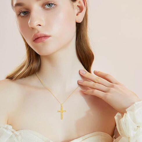 SISGEM Solid 14K Gold Cross Necklace, Real Gold Faith Cross Pendant Necklace Religious Jewelry for Women Anniversary Birhtday Mother's Day Jewelry Gifts for Mom, Wife, 16+2 Inch in Saudi Arabia