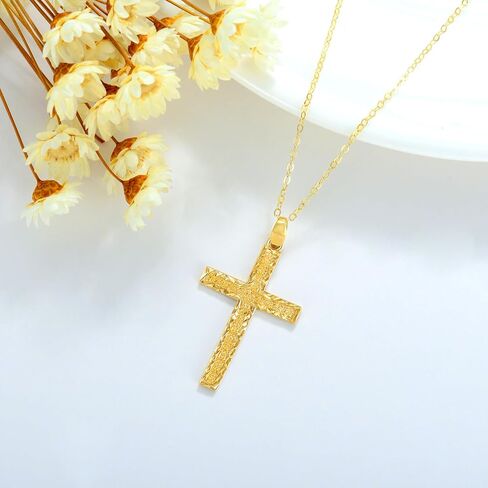 SISGEM Solid 14K Gold Cross Necklace, Real Gold Faith Cross Pendant Necklace Religious Jewelry for Women Anniversary Birhtday Mother's Day Jewelry Gifts for Mom, Wife, 16+2 Inch in Saudi Arabia