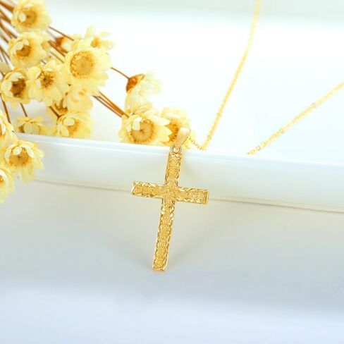 SISGEM Solid 14K Gold Cross Necklace, Real Gold Faith Cross Pendant Necklace Religious Jewelry for Women Anniversary Birhtday Mother's Day Jewelry Gifts for Mom, Wife, 16+2 Inch in Saudi Arabia