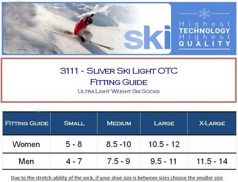 Eurosocks Silver Ski Light, Thin Snug Fit, Foot To Boot Feel, Ultra Smooth Knit, No Seam Toe, No Bunching-3111 in Saudi Arabia