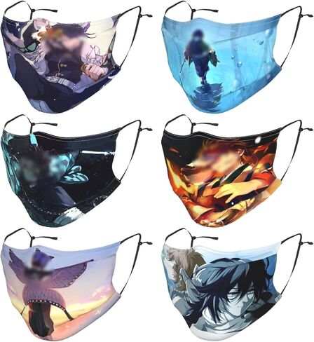 6pcs Face Mask Washable Face Mask With Adjustable Earrings Headscarf Balaclava Muzzle Unisex in Kuwait