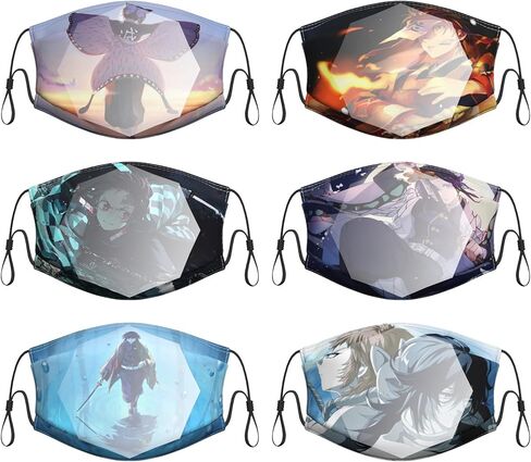 6pcs Face Mask Washable Face Mask With Adjustable Earrings Headscarf Balaclava Muzzle Unisex in Kuwait