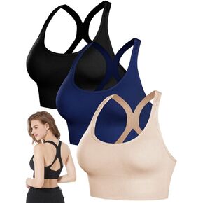 حمالات صدر رياضية Racerback للنساء، عبوة من قطعتين حمالات صدر لليوجا ودعم عالي التأثير لتمارين اللياقة البدنية مع وسادات قابلة للإزالة in Kuwait