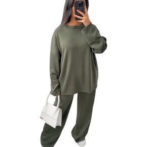 Women's 2 Piece Sets Long Sleeve Pullover Tops and Long Pants Tracksuit Outfits(S/L)