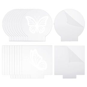 PATIKIL 36Pcs Acrylic Sheet Clear Blank Cast for LED Light Base, 2mm/0.08" Thick Square/Round Transparent Panel Board with Film for Table DIY Display Project