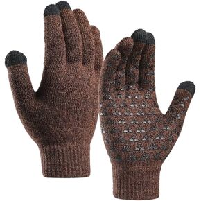 Men's Women's Winter Gloves Finger Touch Screen Knit Lined Fleece Stretch Wrist Gloves