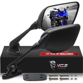 MZS Racing Motorcycle Mirrors, Fairing Rearview Side Mirror Adjustable Black Accessories Compatible with YZF R3 R25 YZF-R3 YZF-R25 2019-2023
