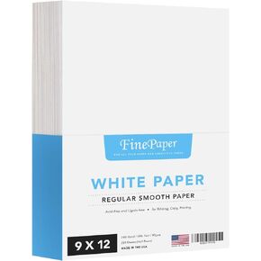 9" x 12" White Regular Paper – Multipurpose Office Paper for Copy, Printing and Writing | Inkjet and Laser Printer Compatible | 24lb Bond / 60lb Text / 90gsm – Smooth Finish | 250 Sheets per Pack