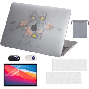 5 in 1 Compatible with MacBook Air 13 inch case 2020 2021 2022 M1 A2337 A2179 A1932,Hard Shell Case&Keyboard Cover&Screen Film for Mac Air 13 with Touch ID (2018-2022),One Line One World