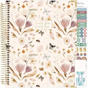 bloom daily planners 2024-2025 Hardcover Academic Year Goal & Vision Planner (July 2024 - July 2025) - Monthly/Weekly Column View Agenda Organizer - 7.5" x 9" - Garden Party, Beige