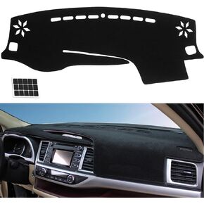 Dashboard Cover Fit for 2014-2019 Toyota Highlander Flannel Nonslip Car Dash Board Mat Sunshade No-Glare and Slip Pad Carpet Sunshield Protector (Without HUD)