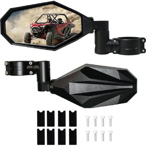 UTV Side Rear View Mirrors 1.75"-2" Roll Bar RZR Rearview Side Mirrors for Polaris Rangers RZR PRO XP 1000 800 900 Can Am, Kawasaki Teryx Yamaha Rhino Adjustable All Aluminium 1 Pairs