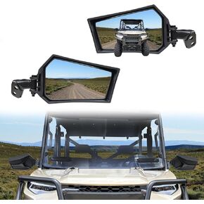 Adjustable Side Rearview Mirrors Compatible with 2018-2024 Polaris Ranger XP 1000/ Crew XP 1000 Accessories High-Definition Folding Rear View Side Mirrors 2PCS