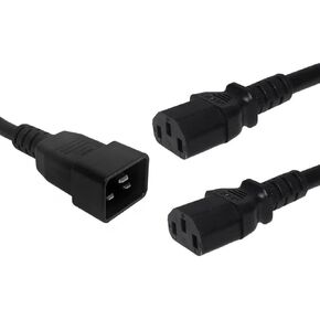AltairTech.io Heavy Duty C20 Male to 2X C13 Female Y Splitter Cable Power Cord, 16A, 14 AWG, 1.5 ft