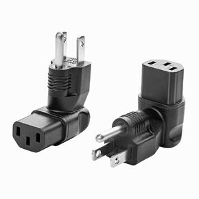 JSADZKJ 3 Prong Power Adapter 90 Degree 5-15P to C13 Power Adapter NEMA 5-15P Male to Angled C13 Female Power Convertor USA Standard Connector Plug,for Computer Power 2Pcs