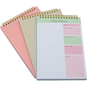 3 Pcs A5 Undated to Do List Notepad, Notebook Daily Planner 80 Sheets 5.8 Inch x 8.2 Inch Checklist Productivity Organizer for Work Academic Planner (Dark Color)