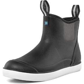 Mens Deck Boots, Waterproof Rain Boots for Men, Anti-Slip Ankle Rubber Boots for Mens Fishing Boating Size 6-14