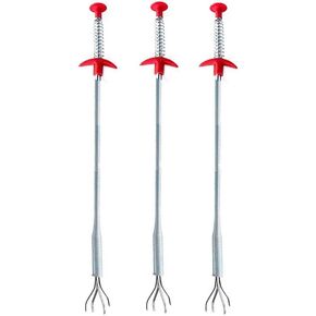 23.6INCH Grabberable Pick Up Tool 4 Claws:3PCS Sink Drain Clog Remover, Shower Hair Clog Remover, Sink Snake Grab Trash Hair Clogs for Sink,Downspout Tube Drain Cleaning (Random Color)