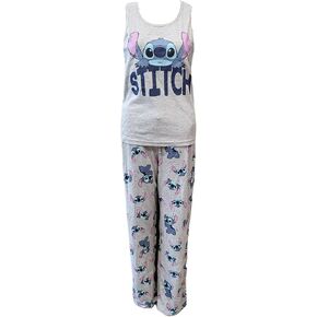 7STAR Stitch Playful Women's Tank and Pant Pajama Set, Grey