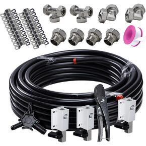 Compressed Air Piping System,Rapid Air System 3/4 inch x 100 feet HDPE Tubing and Aluminum Outlet Blocks for Garage Connect Air Compressor Hose Accessories 37 PCS