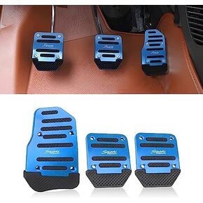 3 PCS Nonslip Car Pedal Pads, Aluminum Alloy Pedal Pads, Manual Transmission Brake Pad Cover, Sports Fuel Petrol Clutch Foot Pedals Fit for Car, SUV, ATV (Blue)
