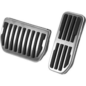 X AUTOHAUX 2pcs Brake Pedal Pad Gas Accelerator Pedal Cover for Land Rover Range Rover Velar 2018-2022 Silver Tone