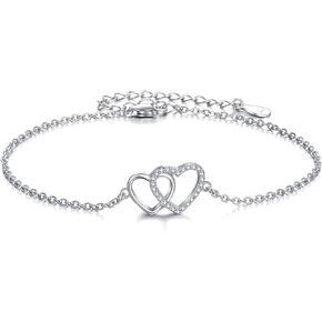 TIGER RIDER Heart Bracelets for Women Sterling Silver Claddagh Bracelet Infinity Bracelets Friendship Adjustable Charm Bracelet Jewelry Birthday Graduation Gifts for Mom Girls Friends
