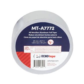 MT-A7772 | All Weather Aluminum Foil Tape | Indoor-Outdoor Tape | Vapor Sealing Tape | FSK Seaming Tape | Silver Tape | Sealing Tape | Patching Tape | Seam Tape | 1.89 in x 50 yds