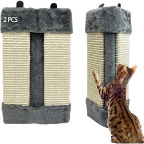 Cat Corner Scratcher, 2 Pack Natural Sisal Wall Mounted Scratching Boards Kitty Scratch Pads for Indoor Cats Resistant Furniture Protector for Door Sofa Couch