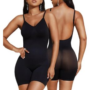 PAUKEE Women's Backless Shapewear Bodysuit Tummy control Shorts Seamless Body Shaper Sleeveless Jumpsuits Tanks Tops