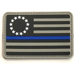 Betsy Ross Tactical Thin Blue Line PVC Morale Patch Police Law Enforcement Hook & Loop