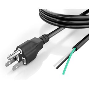 6 FT 14 AWG 3 Prong Replacement Power Cord, 15 Amp 14 Gauge 3 Conductor Wire Extension Cable with Pigtail Open Wiring End.General Electrical AC Power Cord