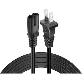 TV Power Cable 6.6 ft (2 m), Compatible with Samsung Sony Toshiba Hisense HP Dell Epson Printer Universal Replacement Cable Plug 2 Black