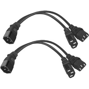 2 Pack UPS Server Y Splitter C14 to 2 x C13 Power Adapter Cable Cord 30cm