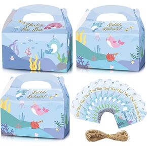 Narwhal Party Favor Boxes, 12 Pcs Narwhal Goodie Gift Treat Boxes with Thank You Cards for Kids Birthday Baby Shower Party Supplies