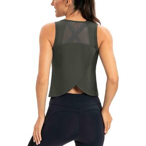 ICTIVE Workout Crop Tops for Women Yoga Tee Cropped Cross Sleeveless Gym Mesh Back Running Tank Mesh Back Muscle Shirts