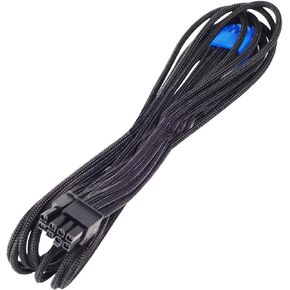 SilverStone Technology Black Sleeved PSU Cable for one PCIe 8pin (6+2), SST-PP06B-PCIE55-X, Full Length
