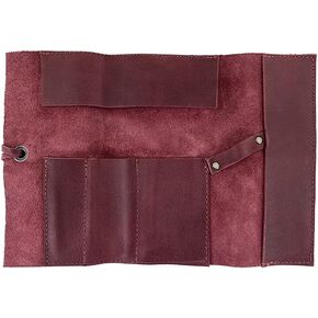 Hide & Drink, Rustic Leather Pencil Roll Pouch, Multi-Purpose Storage Wrap for Scissors, Earphones, Organizer for Craft, Work, Handmade (Bourbon Brown)