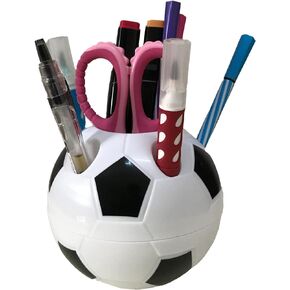 Soccer Pen Holder for Desk, Football Pencil Cup, Cute Creative Desktop Storage Case, Gifts for kids (Black)