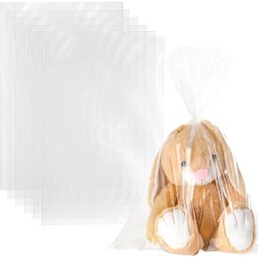 200 Pcs Large Clear Plastic Bags 18" x 24" Plastic Packaging Bags Plastic Popcorn Bags Flat Poly Bags Large Plastic Bags for Bread Dough Clothes Packaging Storage Toy Bag 1.1 Mil