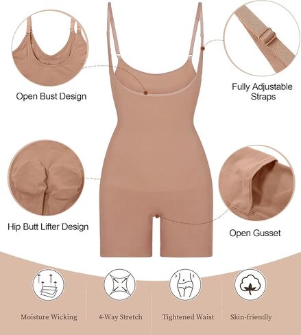 SHAPERX Women's Sculpting Bodysuit Tummy Control Shapewear Open Bust Thigh Slimmer Seamless Body Shaper in Saudi Arabia