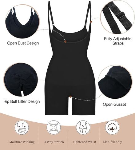 SHAPERX Women's Sculpting Bodysuit Tummy Control Shapewear Open Bust Thigh Slimmer Seamless Body Shaper in Saudi Arabia