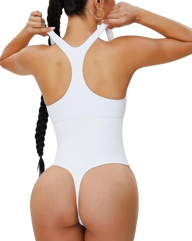 RUNNING GIRL Bodysuits for Women Tummy Control Shapewear Bodysuit Sleeveless Square Neck Racerback Casual Thong Bodysuit in Saudi Arabia