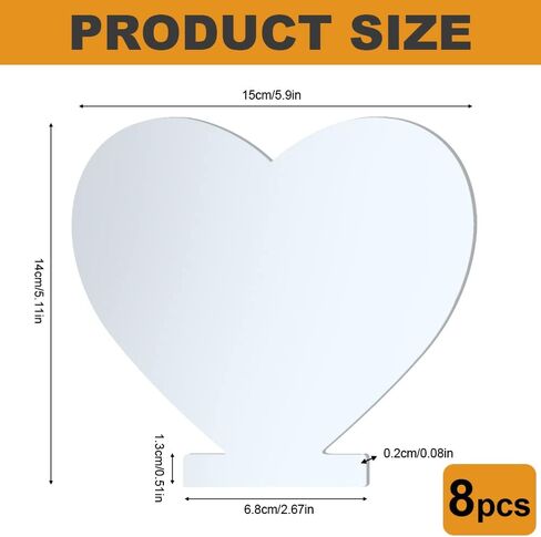 8Pcs Acrylic Sheets for Light Base,Acrylic Sheet Clear Cast, Plastic Glass Board for LED Light Base, DIY Display Projects, Signs, 0.08"(2mm) Thick (Heart-Shaped) in Kuwait