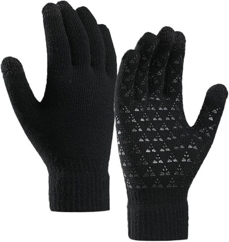 Men's Women's Winter Gloves Finger Touch Screen Knit Lined Fleece Stretch Wrist Gloves in Saudi Arabia